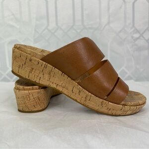 Kork-Ease Brown Leather Multi-Strap Cork Platform Wedge Sandals Size 7M